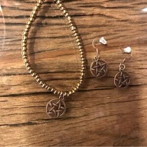 Bronze Beaded Bracelet and Earring Set